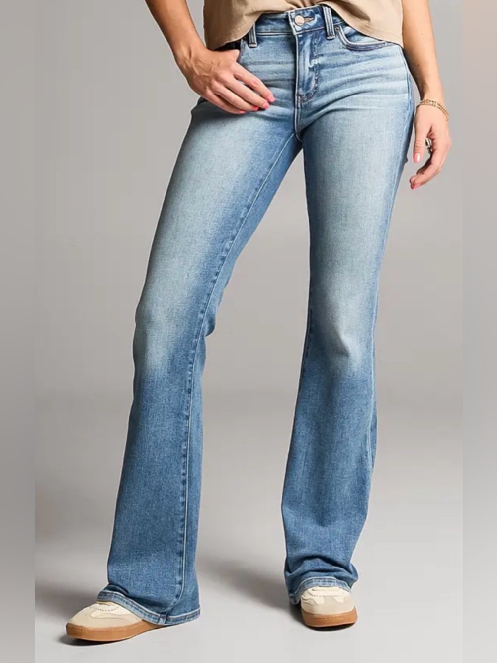 BKE Payton Mid Rise Light Blue Flare Jeans - Bootcut